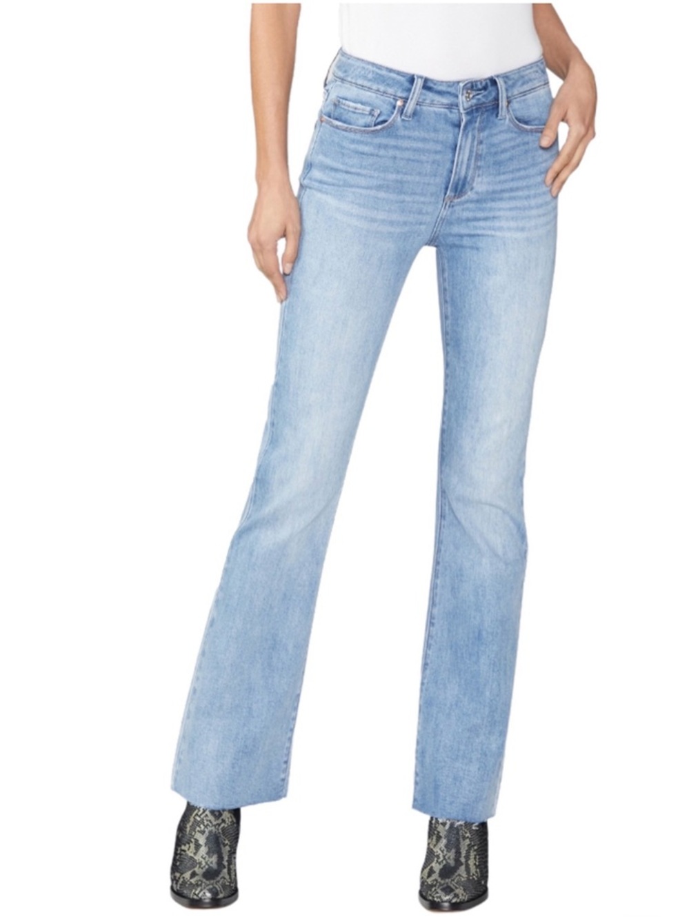 Paige High Rise Laurel Canyon Raw Hem Bootcut Jeans Size 30 Marienne Nwt